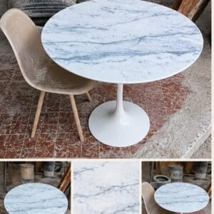 Mesa Saarinen Tulipa com Tampo Oval Marmore Espirito Santo